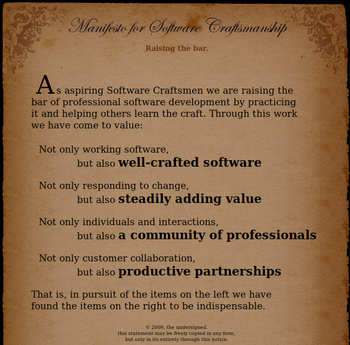 http://manifesto.softwarecraftsmanship.org/